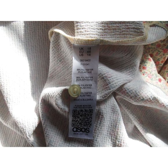 ASOS Womens long sleeve smock shirt dress 14 green ditsy Floral Maxi Cottagecore - Picture 11 of 11